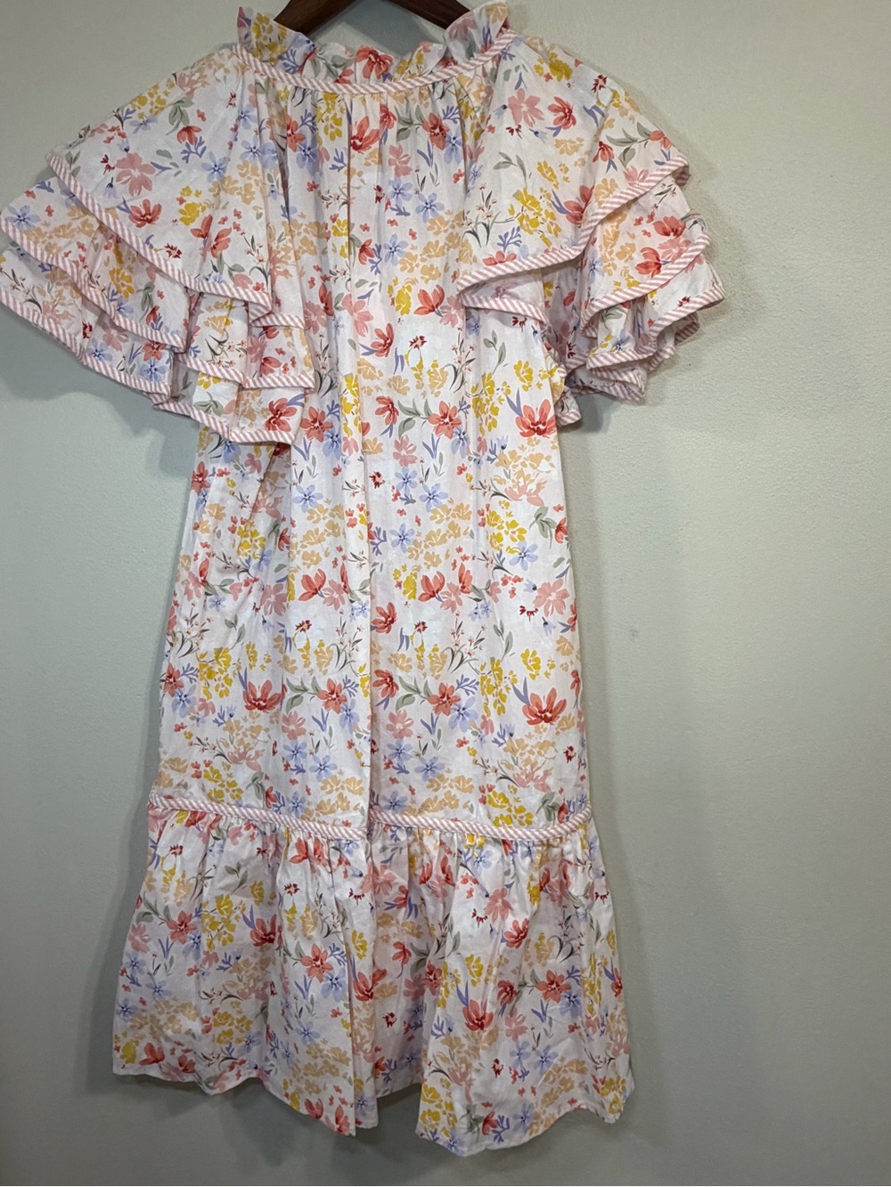 Umgee Floral Tiered Flutter Sleeve Cotton Dress Size L Cottagecore - Picture 10 of 10